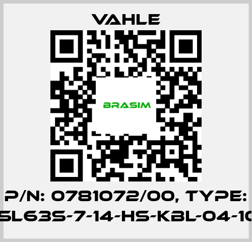 Vahle-P/N: 0781072/00, Type: SA-KESL63S-7-14-HS-KBL-04-10-01-07 price