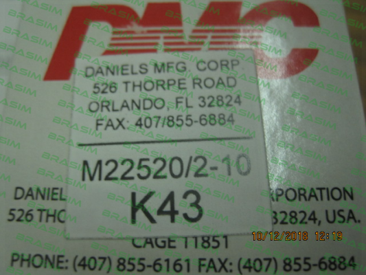 Dmc Daniels Manufacturing Corporation-K43 price