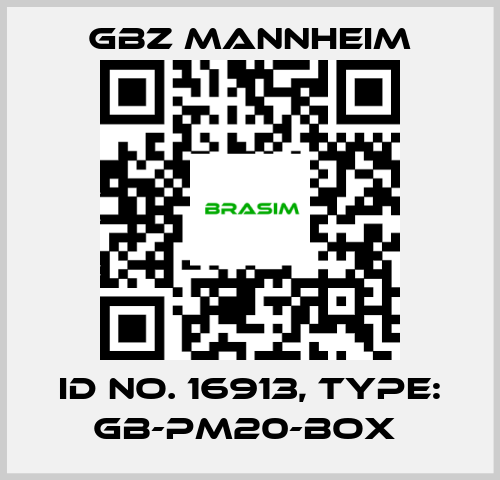 GBZ MANNHEIM-Id No. 16913, Type: GB-PM20-BOX  price