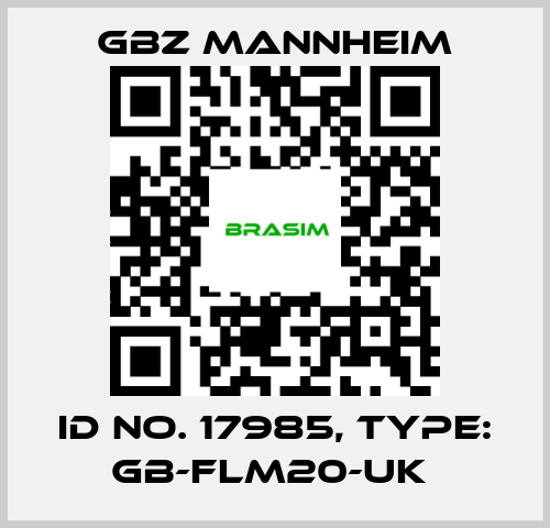 GBZ MANNHEIM-Id No. 17985, Type: GB-FLM20-UK  price