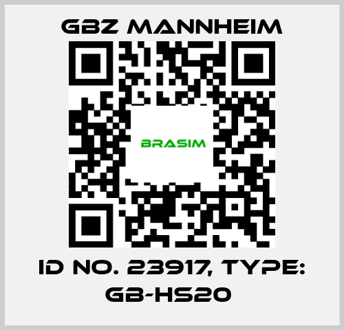 GBZ MANNHEIM-Id No. 23917, Type: GB-HS20  price