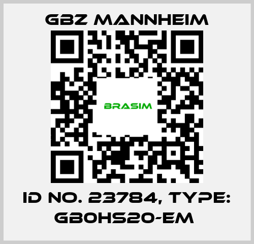 GBZ MANNHEIM-Id No. 23784, Type: GB0HS20-EM  price