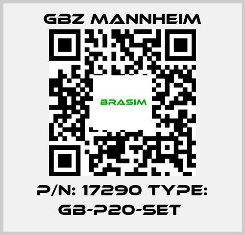 GBZ MANNHEIM-P/N: 17290 Type: GB-P20-Set  price