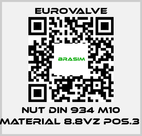 Eurovalve-NUT DIN 934 M10 MATERIAL 8.8VZ POS.3  price