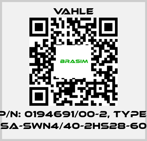 Vahle-P/n: 0194691/00-2, Type: SA-SWN4/40-2HS28-60 price