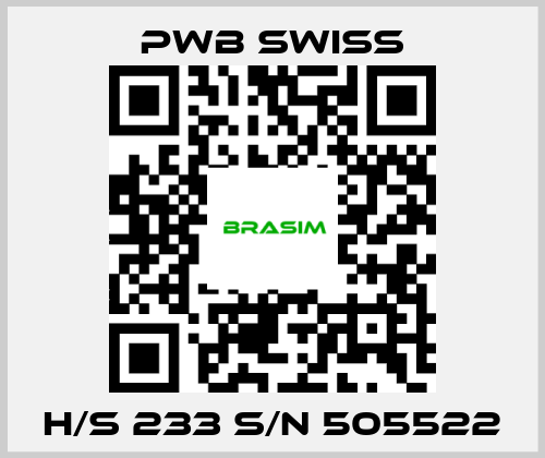 PWB Swiss-H/S 233 S/N 505522 price