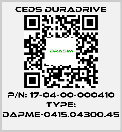 Ceds Duradrive-P/N: 17-04-00-000410 Type: DAPME-0415.04300.45 price