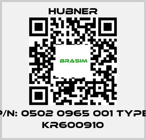 HUBNER-p/n: 0502 0965 001 Type; KR600910 price