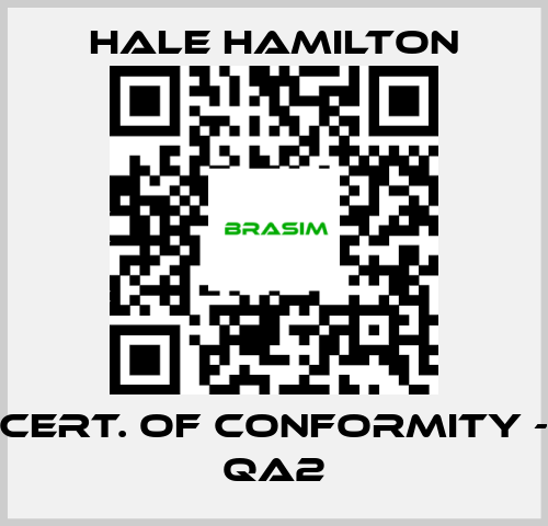 HALE HAMILTON-CERT. OF CONFORMITY - QA2 price