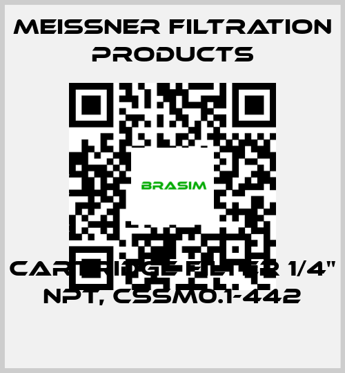 Meissner Filtration Products-Cartridge FILTER 1/4" NPT, CSSM0.1-442 price