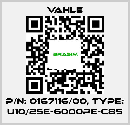 Vahle-P/n: 0167116/00, Type: U10/25E-6000PE-C85 price