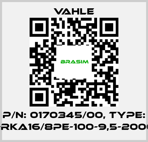 Vahle-P/n: 0170345/00, Type: AL-RKA16/8PE-100-9,5-2000-D price