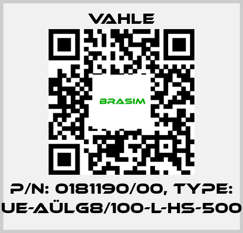 Vahle-P/n: 0181190/00, Type: UE-AÜLG8/100-L-HS-500 price