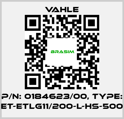 Vahle-P/n: 0184623/00, Type: ET-ETLG11/200-L-HS-500 price