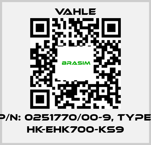 Vahle-P/n: 0251770/00-9, Type: HK-EHK700-KS9 price