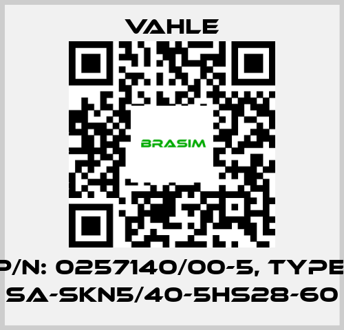 Vahle-P/n: 0257140/00-5, Type: SA-SKN5/40-5HS28-60 price