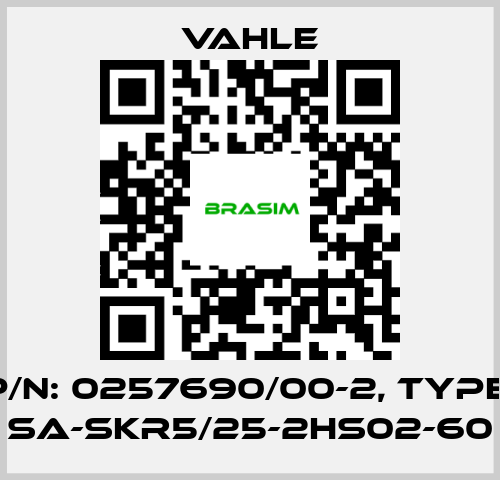 Vahle-P/n: 0257690/00-2, Type: SA-SKR5/25-2HS02-60 price