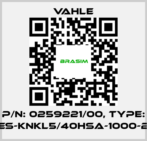 Vahle-P/n: 0259221/00, Type: ES-KNKL5/40HSA-1000-2 price