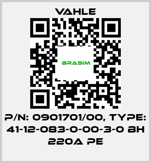 Vahle-P/n: 0901701/00, Type: 41-12-083-0-00-3-0 BH 220A PE price