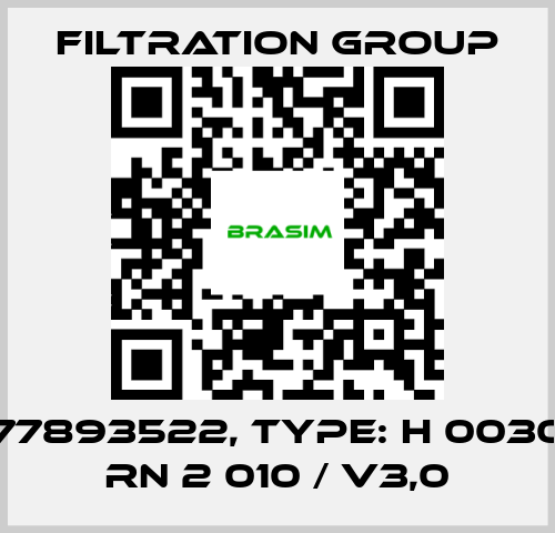 Filtration Group-77893522, Type: H 0030 RN 2 010 / V3,0 price