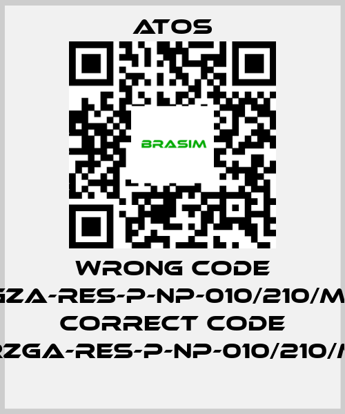 Atos-wrong code RGZA-RES-P-NP-010/210/M10, correct code RZGA-RES-P-NP-010/210/M price