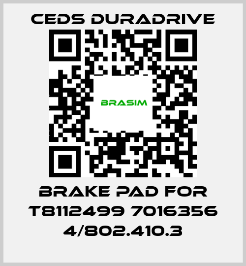 Ceds Duradrive-brake pad for T8112499 7016356 4/802.410.3 price