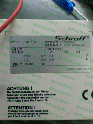 Schroff-PSK 124 3HE 6TE 24V 0,6A (001 13105-004)  price