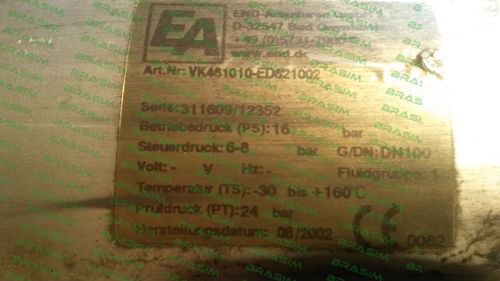 End Armaturen-VK461010-ED621002 price