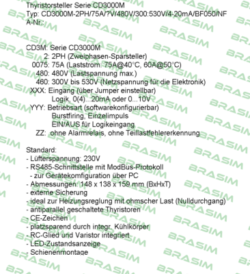 CD AUTOMATION-CD3000M 2PH/75A/480V/480V/300:530V/4-20mA/BF008/NF/IM price