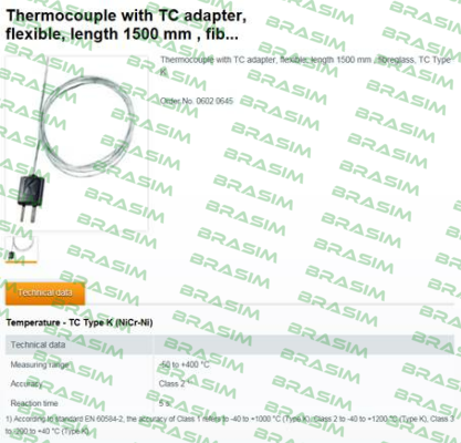 Testo-Thermocouple with TC adapter (0602 0645)  price