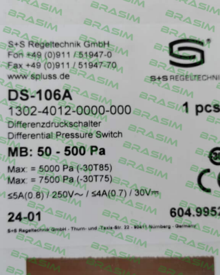 S+S REGELTECHNIK-(1302-4012-0000-000) DS-106 A price