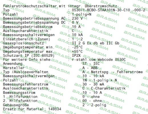 Stahl-8530/1-RCBO-STAA101N-30-C10 -000-2 / 322003 price