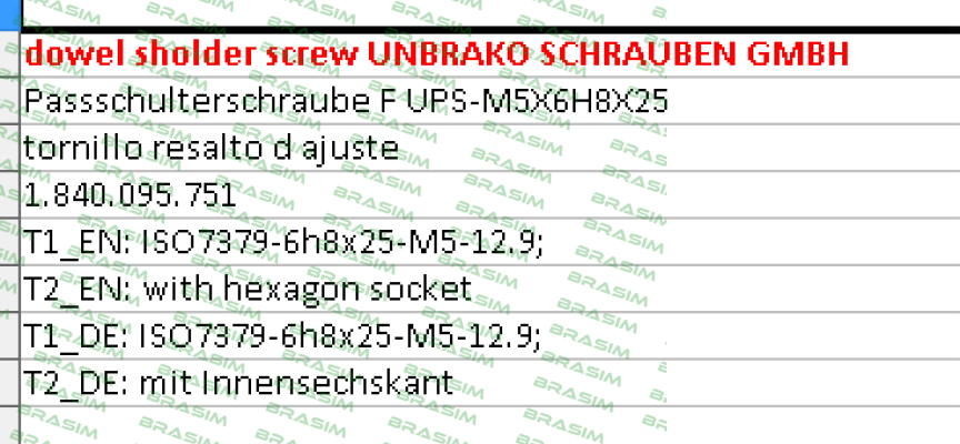 Unbrako-UPS-M5X6H8X25 old reference,1105370 new reference (MOQ 2 boxes x50 pcs.)  price