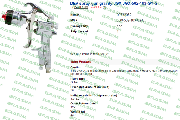 Devilbiss-JGX-502-103-GY-G  price