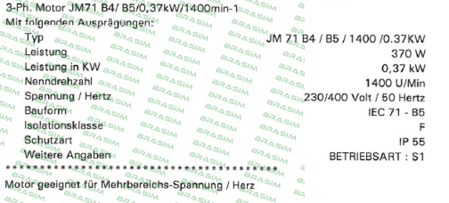 SEIPEE-JM71B4 KW0,37 P4 B5 230/400-50 CLF IP55 price