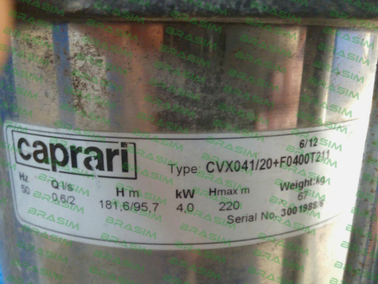 CAPRARI -CVX041/20+F0400T211 obsolete, replacement CVX051/20+E0300T212-V  price