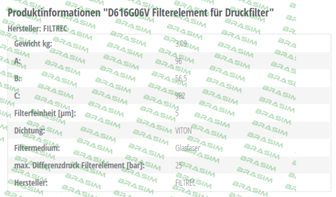 Filtrec-D616G06V  price