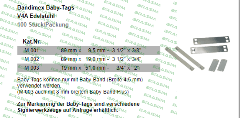 Bandimex-Bandimex Baby-Tags (V4A, 89 x 19mm)  price