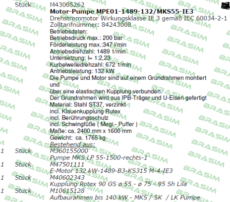 Pratissoli-MPE01-1489-132/MKS55-IE3  price