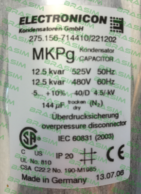 Electronicon-MKPg 275.156-714410221202  price