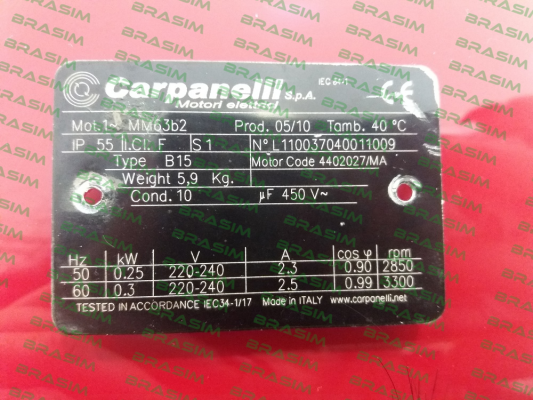 Carpanelli-OEM - Mot.1 MM63b2  Motor Code: 4402027/MA Type: B15  price