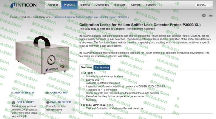 Inficon-Calibration Leaks for Helium Sniffer Leak Detector Protec P3000(XL) price