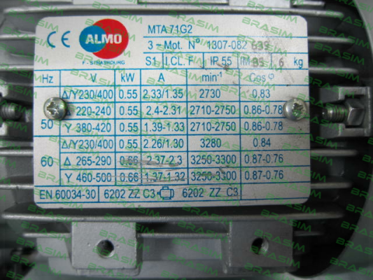 Almo-MOT.71 0,55KW 2P 230/400V 50/60HZ B5-FF130 MTA71G2 price