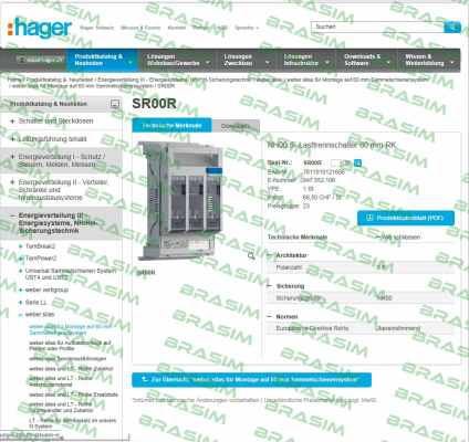 Hager-NHS-Lasttrenner SILAS DIN-00 160  price