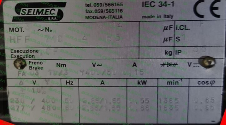 Seimec (Rossi)-HFF 71C 4 B5 - obsolete, replaced by  - Type: HBF 71C 4 230.400-50 B5 (Art.Nr.R000150382) price