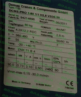 Demag-DCS-Pro 5-500 1/1 H5 VS8-15  price