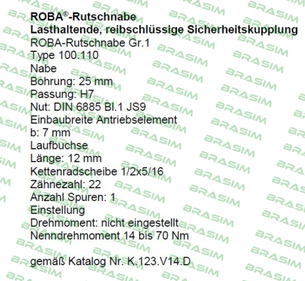 Mayr-P/N: 0000768-2 Type: 100.110 ROBA-Rutschnabe Gr. 1 mit Standardkettenrad  price