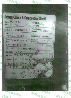 Demag-Typ DC-Pro 5-250 1/1 H5V16/4 380-415/50 price