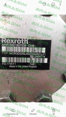 Rexroth-P/N: R921807039 Type: MCR3D325L40Z32A0M1L01 obsolete/replacement P/N: R921812184 Type: MCR3D325L40Z33A0M1L01SO533  price