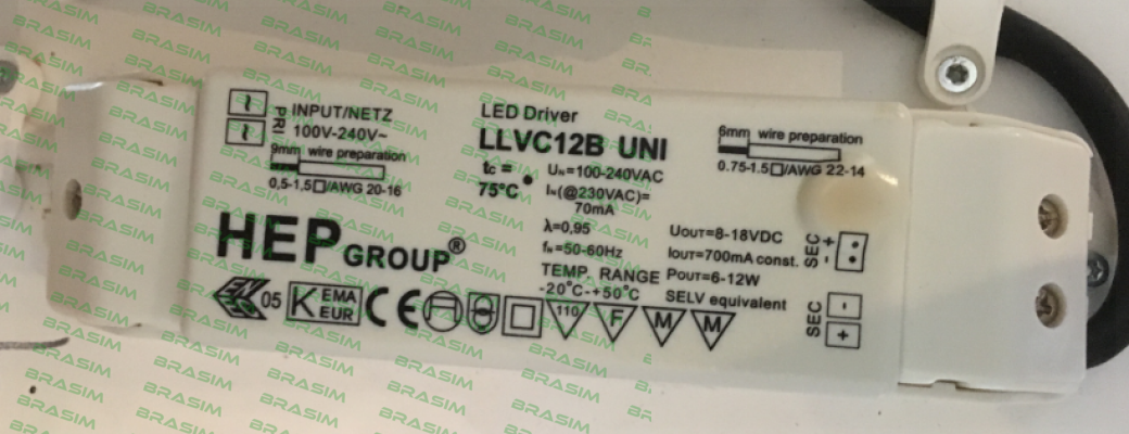 Hep group-FN LIGHT-LLVC12B UNI obsolete, alternative LMC15W700-Z  and LMC20-700  price